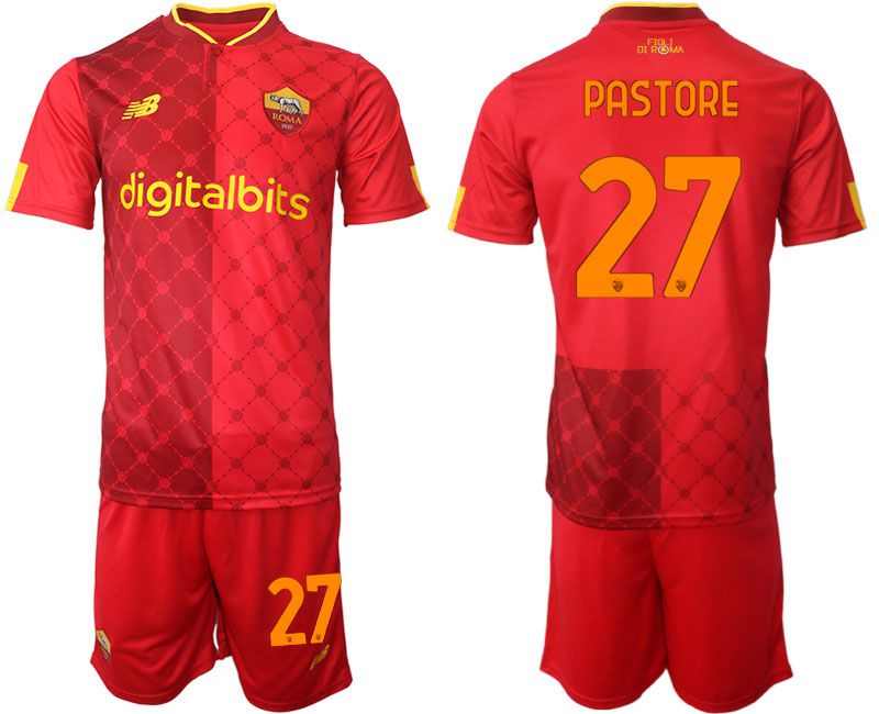 Men 2022-2023 Club AS Rome home red #27 Soccer Jersey